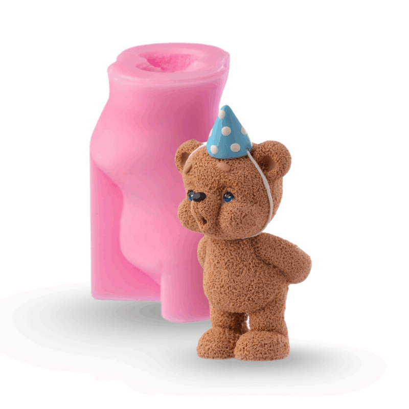 Silikonform "Teddy pustet Kerze aus"