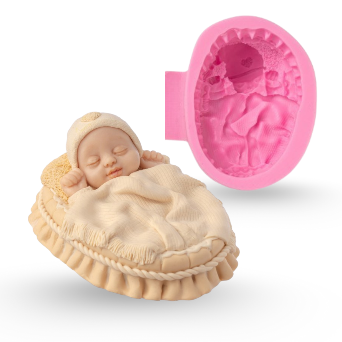 Silikonform “Baby im Kinderbett”
