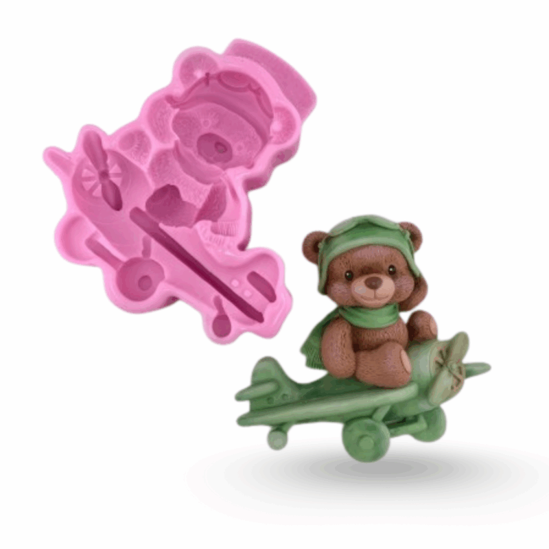 Silikonform “Teddy im Flugzeug 2D”