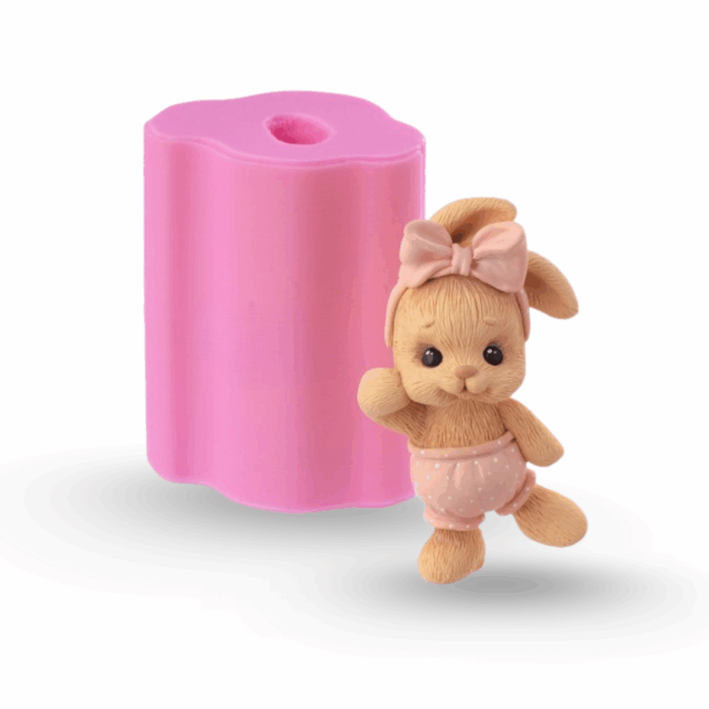 Silikonform "winkender Hase mit Schleife"