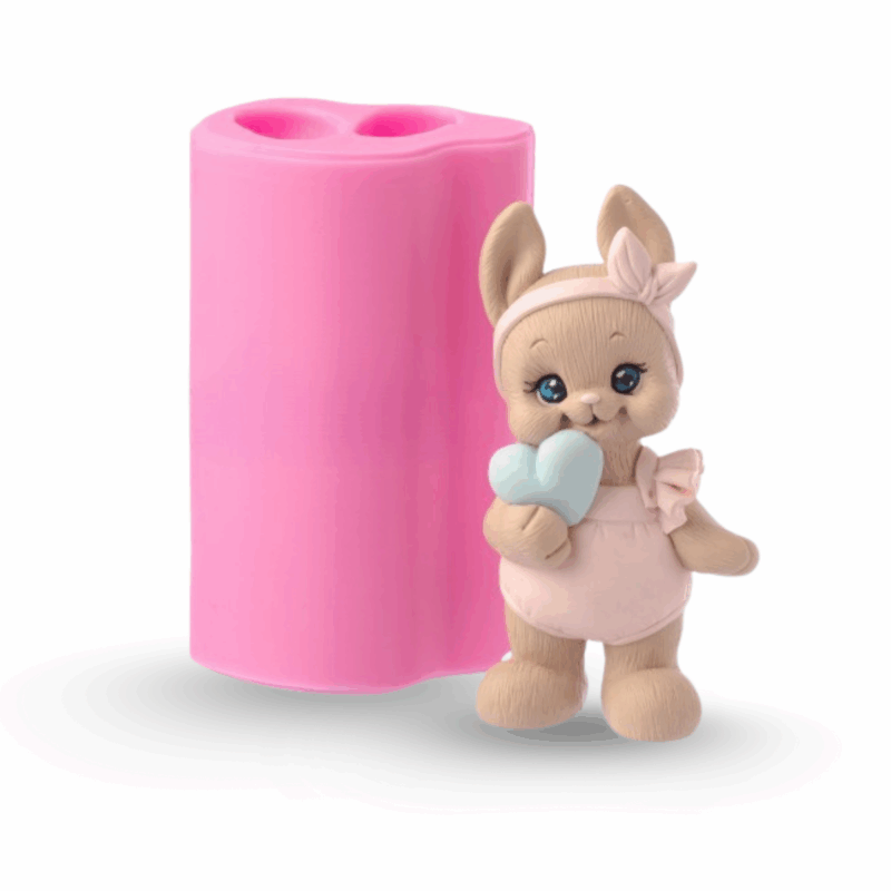 Silikonform "Hase Mädchen mit Herz"