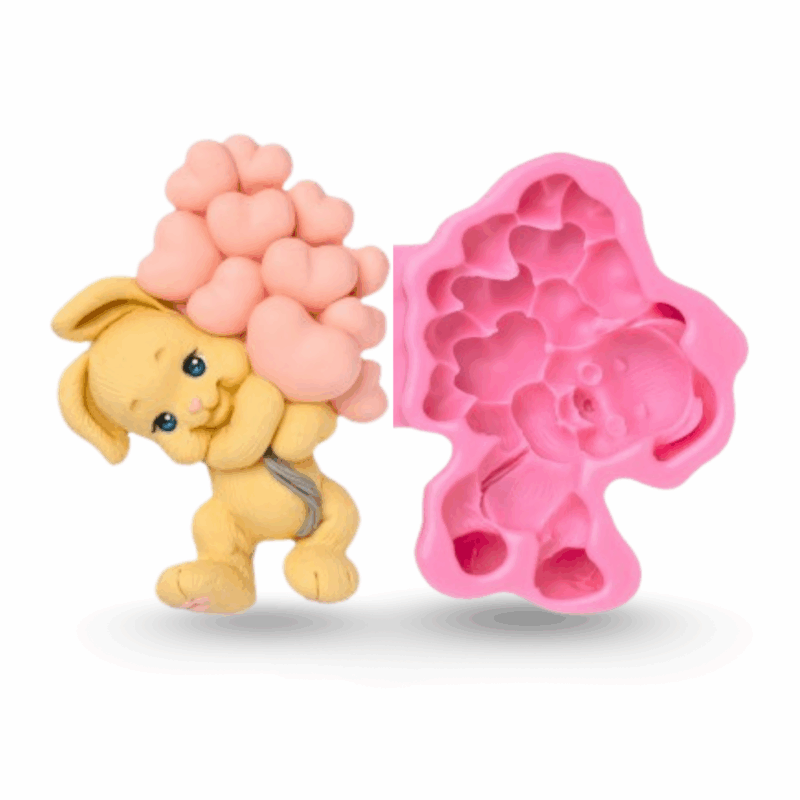 Silikonform "Hase mit Herzen 2D"