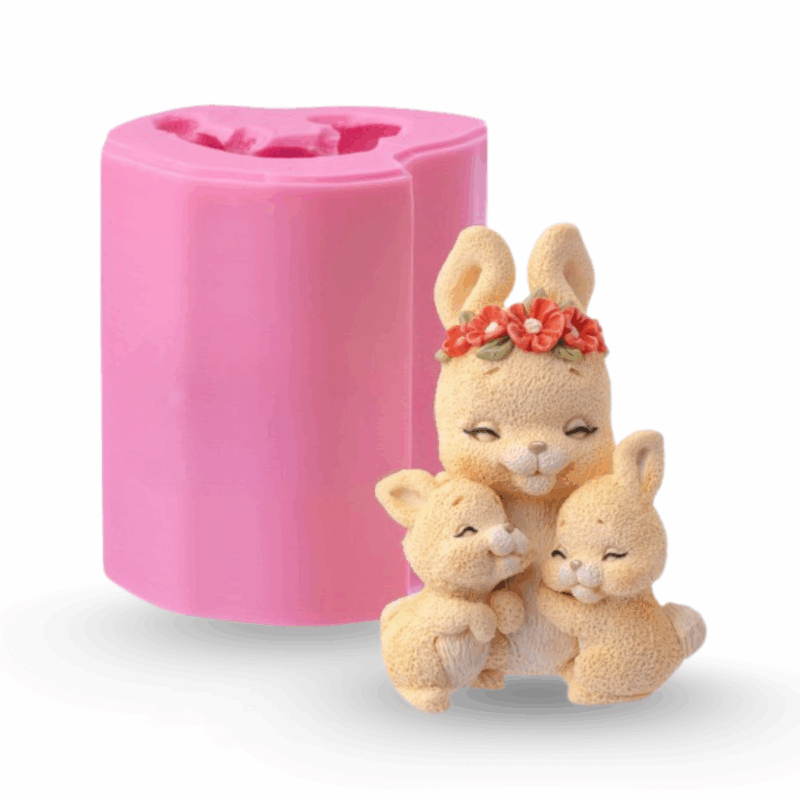 Silikonform "Hasenmama mit Kinder"