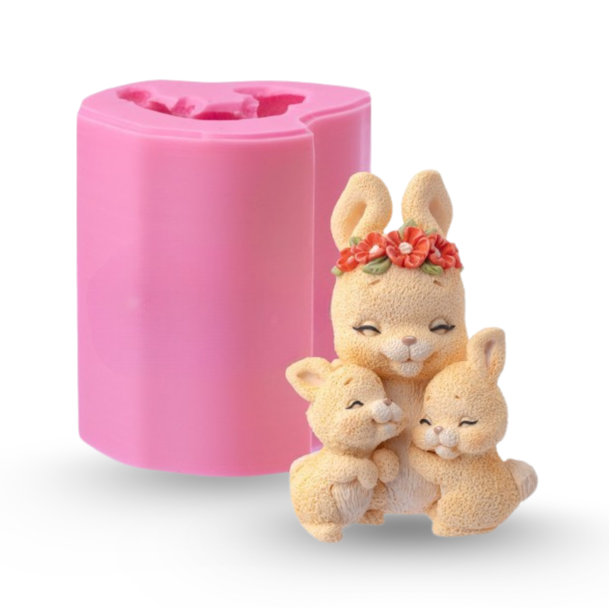 Silikonform "Hasenmama mit Kinder"