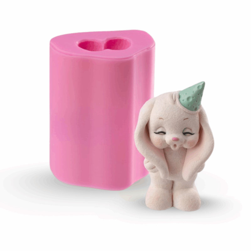 Silikonform "Hase pustet Kerze aus"