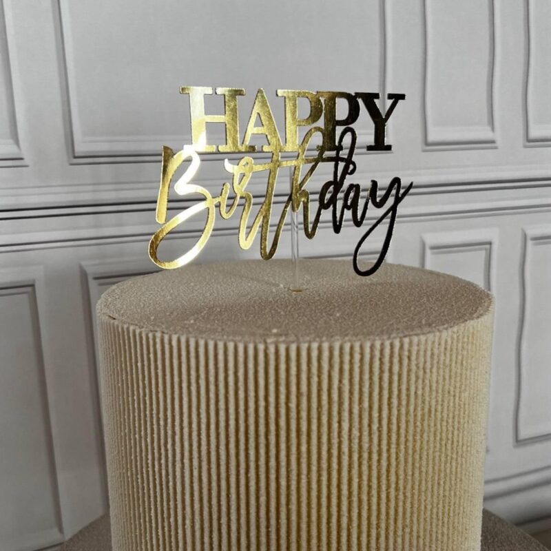 Caketopper - Happy Birthday - Spiegelkarton